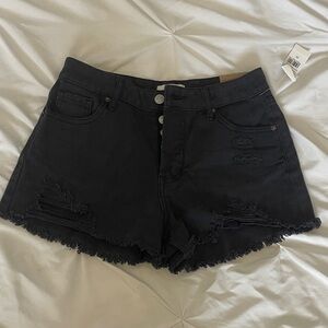 PacSun Black Frayed Hem Jean Shorts